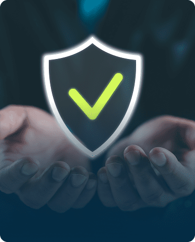 Security symbol in cupped hands